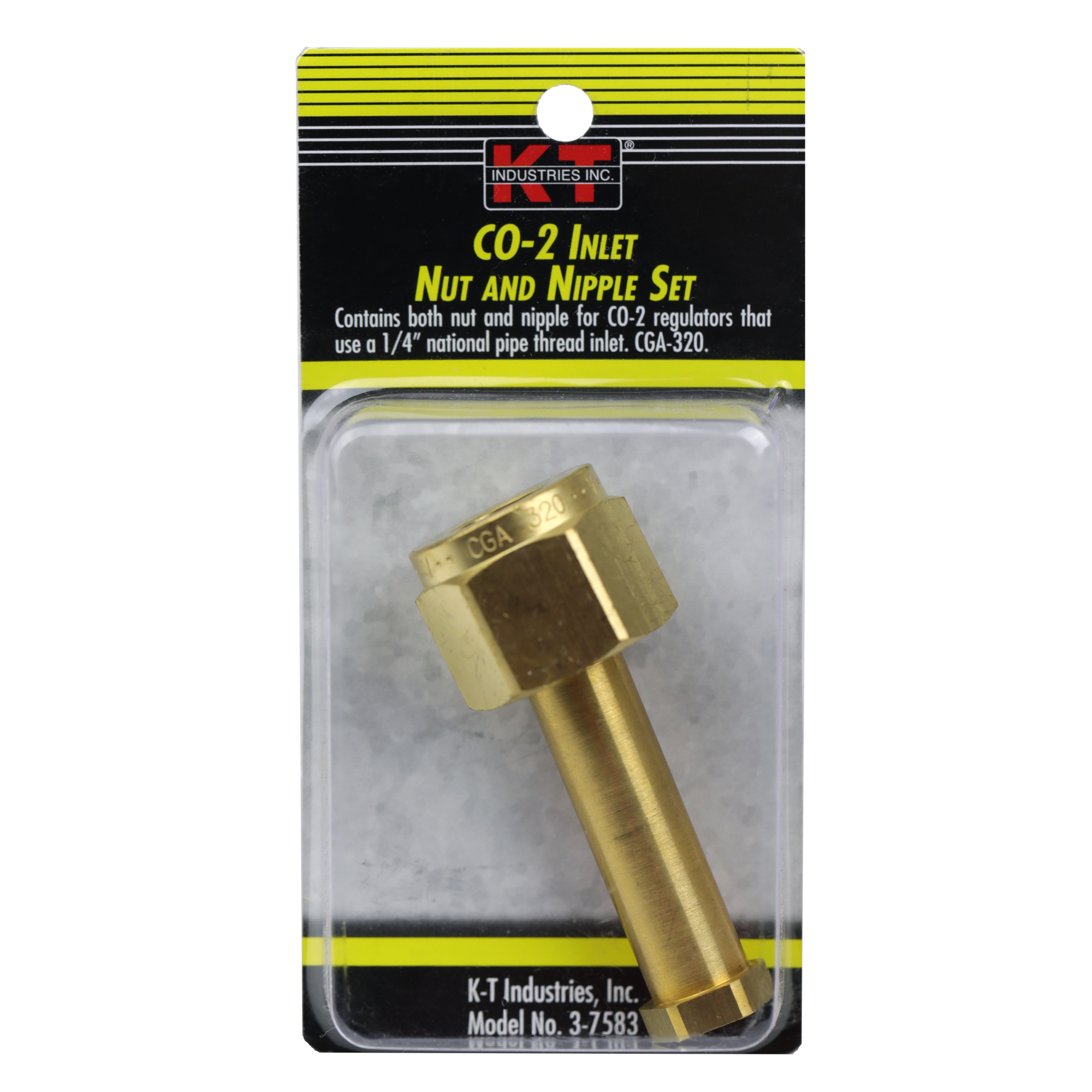 K-T Industries CO2 Nut & Nipple — CGA-320, 1/4in. NPT Inlet, Model# 3-7583